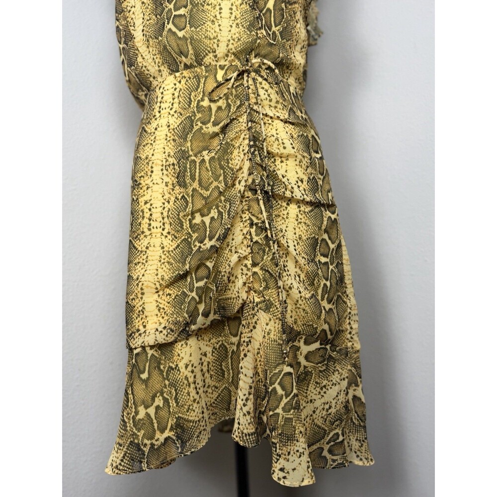 Sam Edelman Snake Print Ruffle Dress Size 10 NWT Yellow Multi - Picture 8 of 16